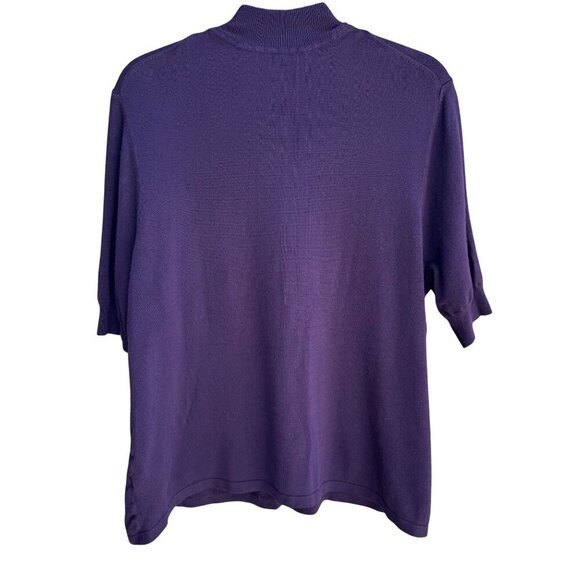 Coldwater Creek Womens Purple Mock Neck Stretch Short Sleeve Sweater Blouse 1X - Picture 2 of 9